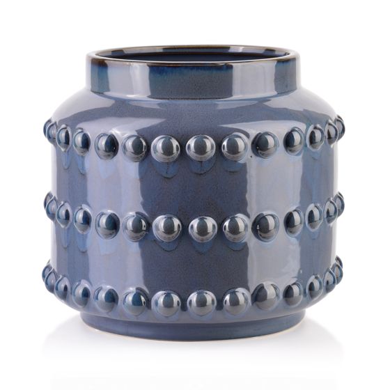 MONDEX keramiikkamaljakko, vaalea, käsin koristeltu, 24 x 24 x 21,5 cm