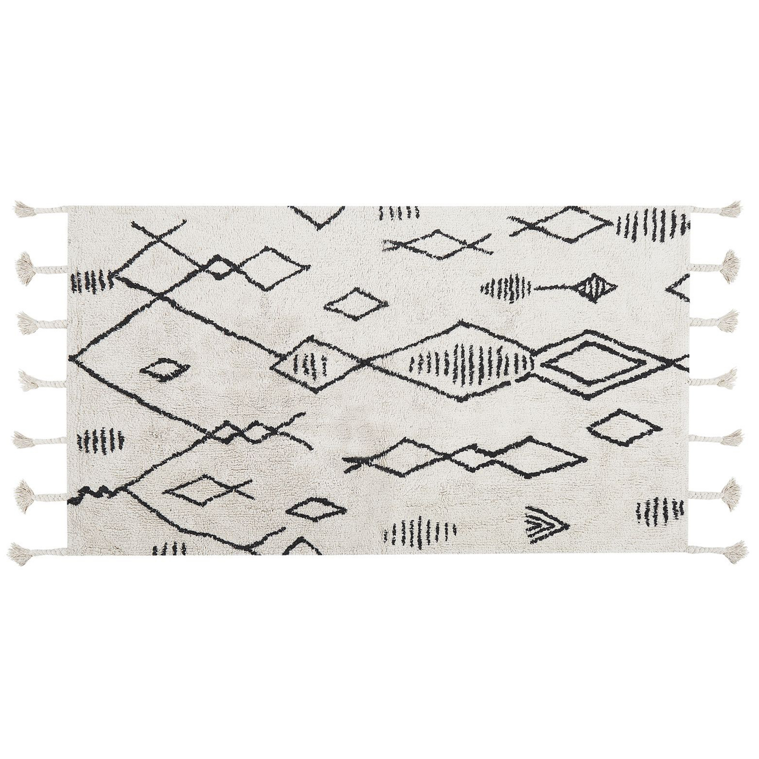 Matto KEBIR Luonnonvalkoinen 80 x 150 cm Puuvilla