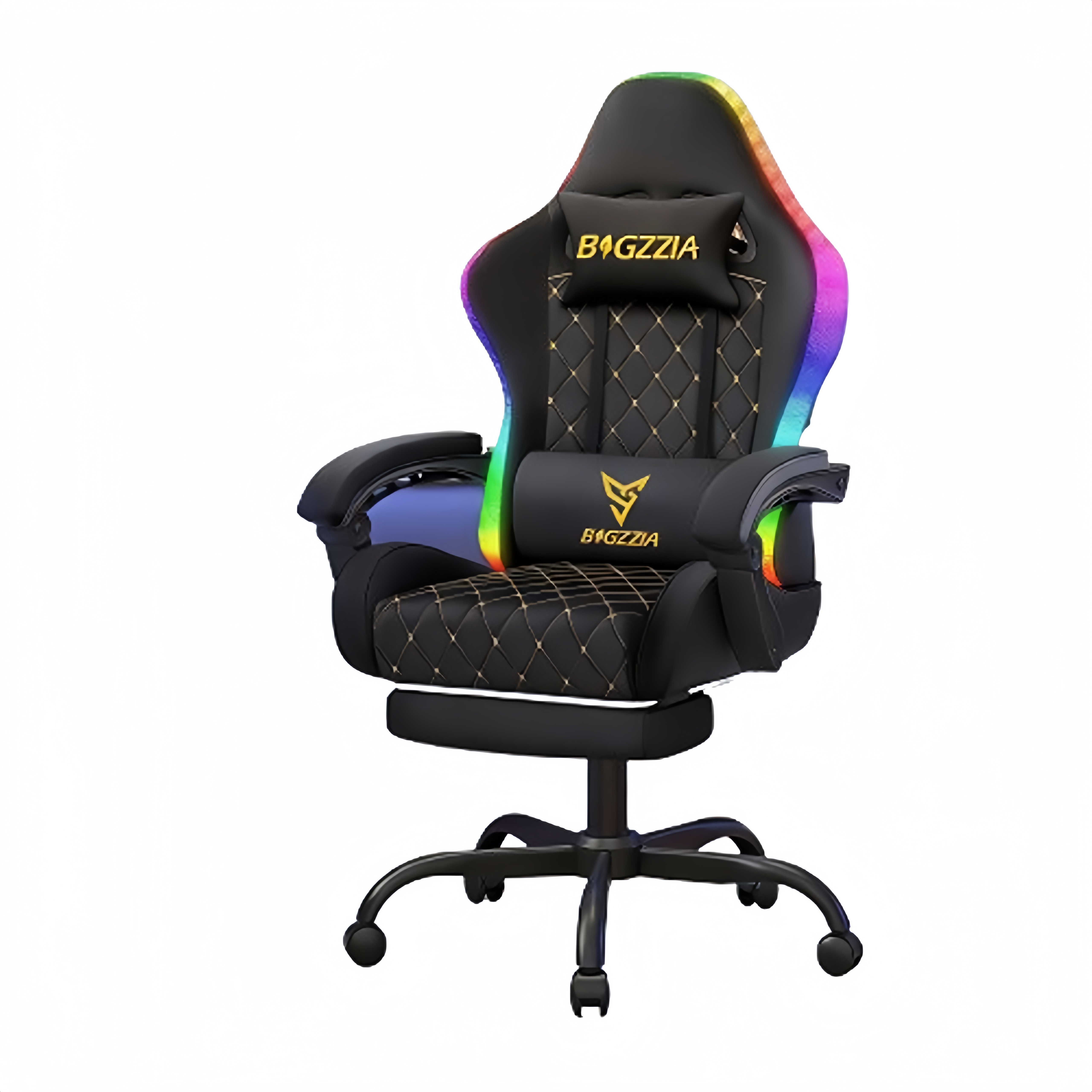 Pelituoli G01 RGB LED valaistus ergonominen muistivaahto jalkatuki 135 astetta kallistuva PU nahka pelihuoneeseen ja toimistoon Musta