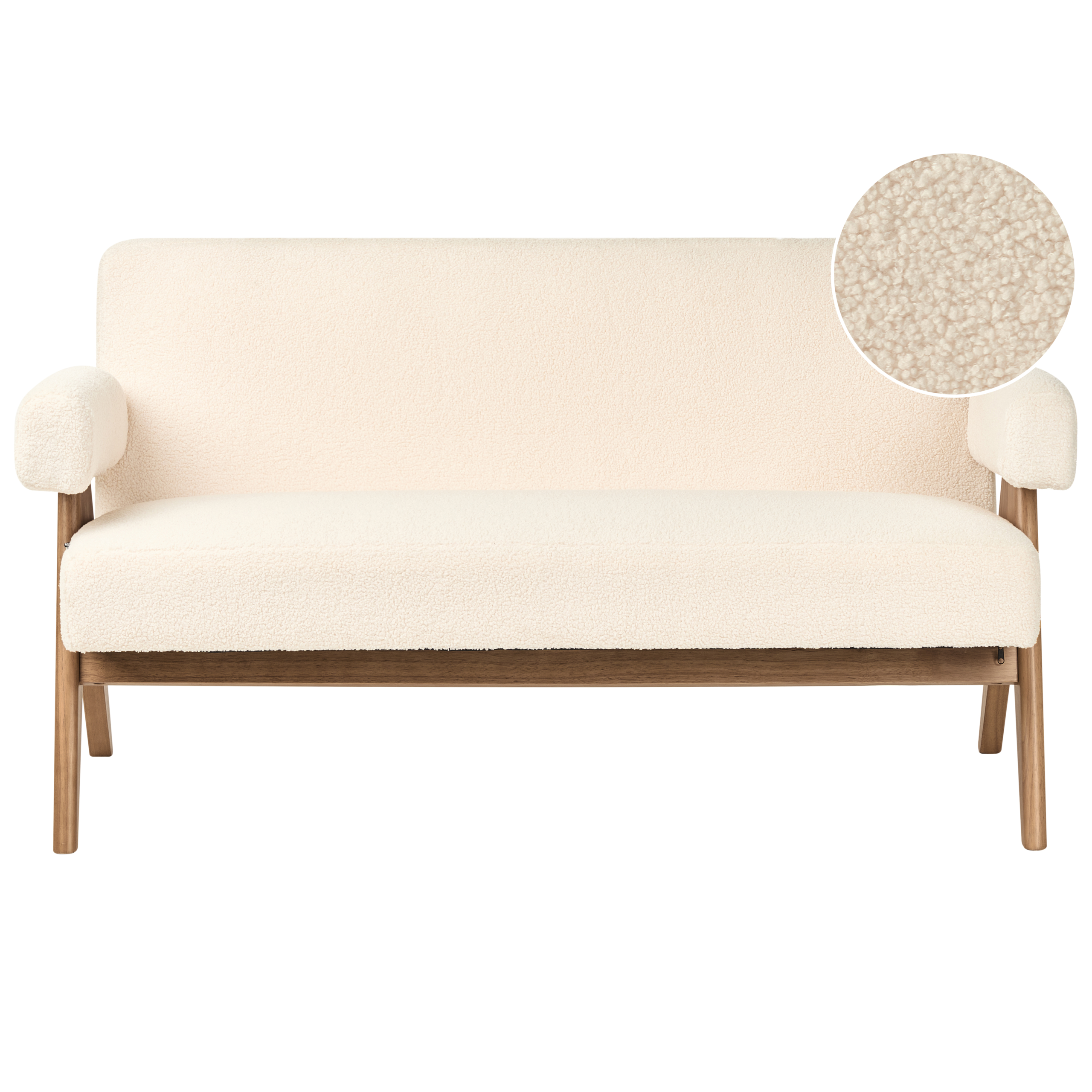 Sohva TAMRE buklee Luonnonvalkoinen/tummanruskea 2-istuttava