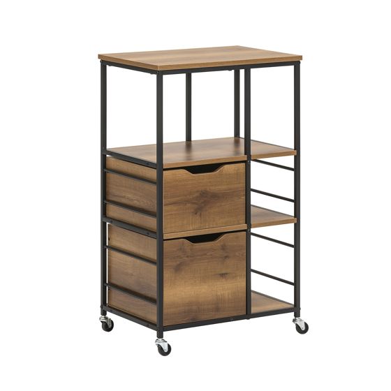 SoBuy Keittiökärry 2 laatikolla ja 3 hyllyllä fkw111-pf, ekologinen metallirakennelma