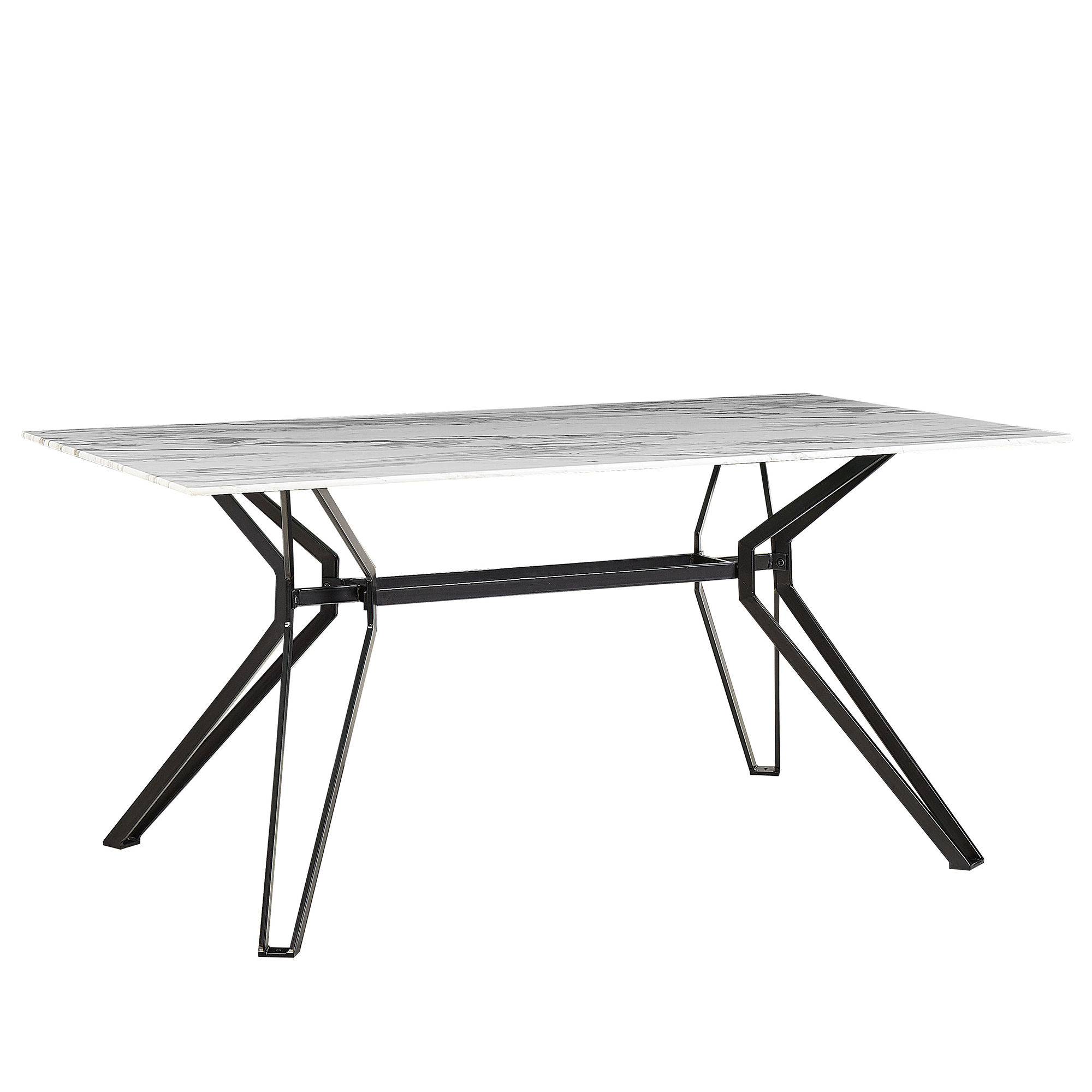 Ruokapöytä BALLINA Valkoinen marmorikuvio 160 cm 90 cm Karkaistu lasi