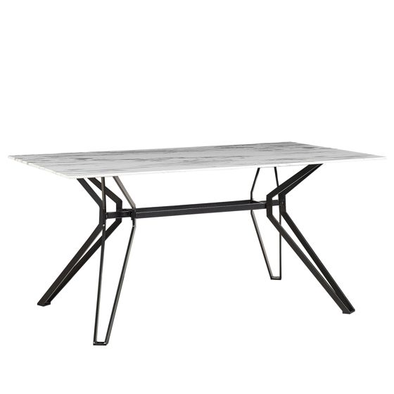 Ruokapöytä BALLINA Valkoinen marmorikuvio 160 cm 90 cm Karkaistu lasi