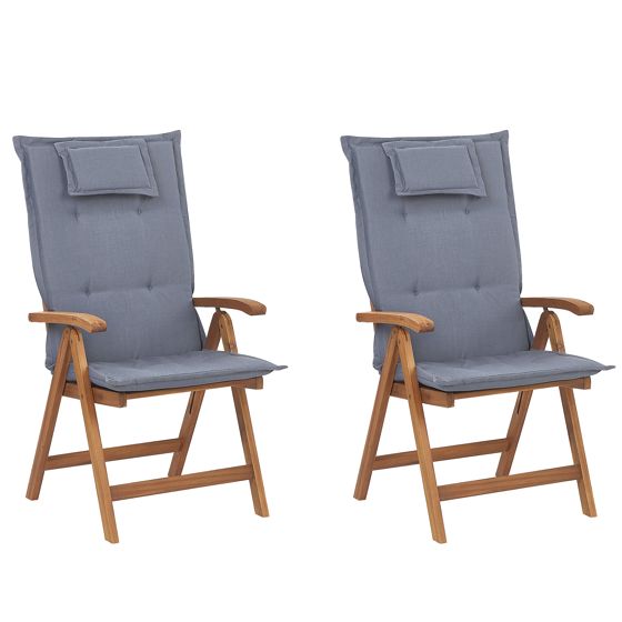 Puutarhatuolisetti pehmusteilla 2 kpl JAVA akaasia Sininen