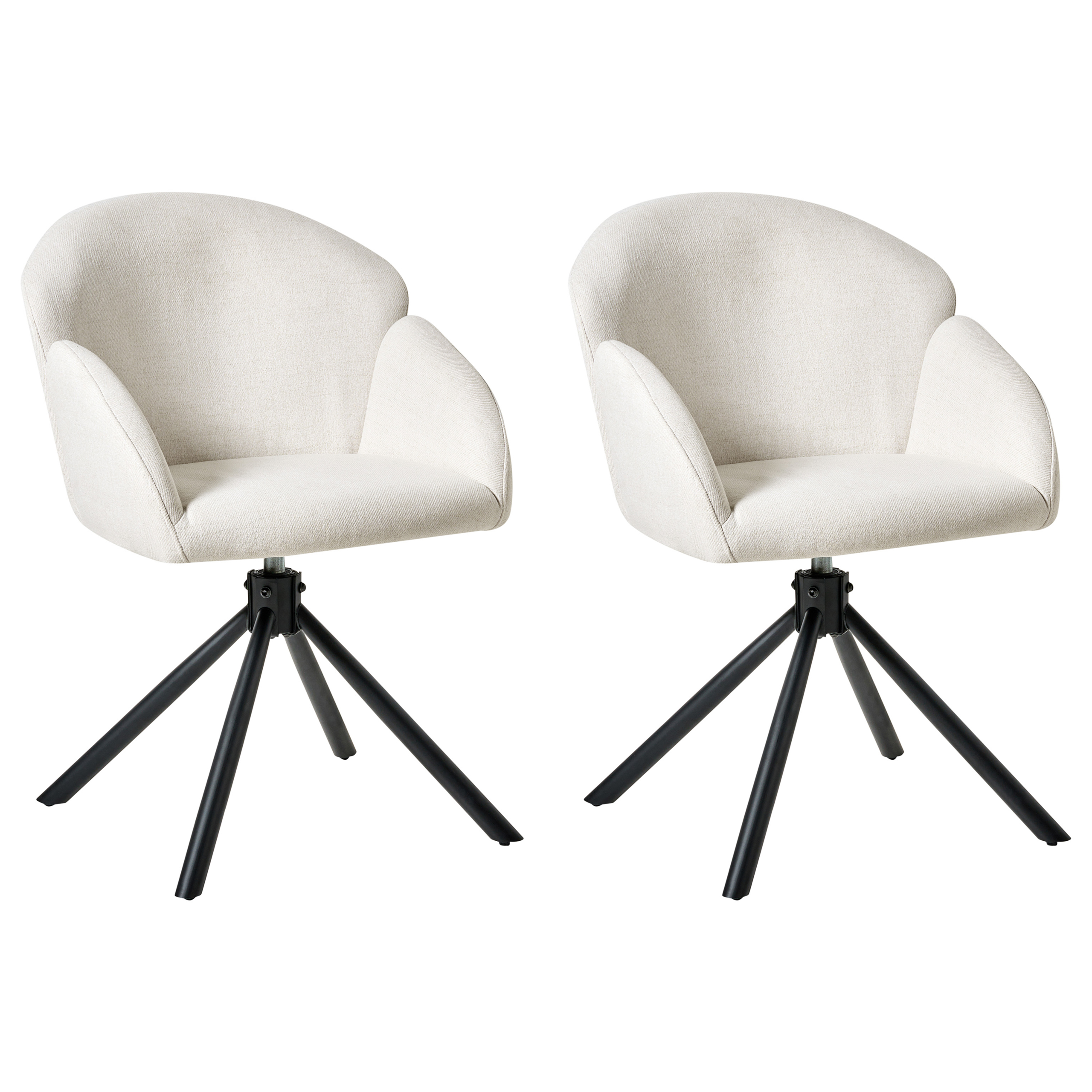 Ruokatuolisetti 2 kpl pyörivä MAYBEE kangas Luonnonvalkoinen