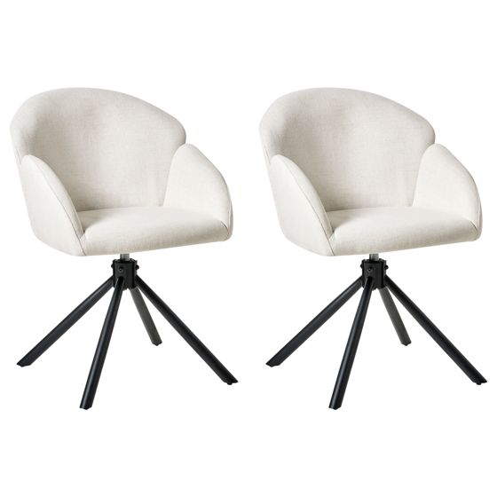 Ruokatuolisetti 2 kpl pyörivä MAYBEE kangas Luonnonvalkoinen