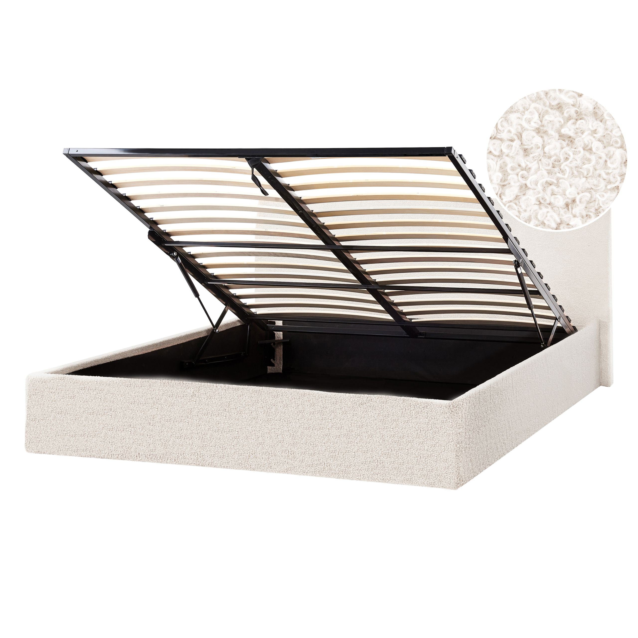 Sänky säilytystilalla buklee ORBEY 140 x 200 cm Luonnonvalkoinen