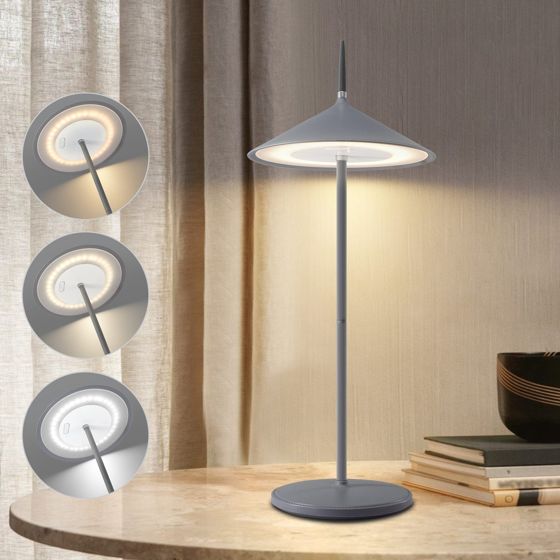 NETTLIFE Langaton pöytävalaisin, LED-yövalo, 1800 mAh akku, ladattava, kosketus, himmennettävä, moderni, IP44, USB:llä