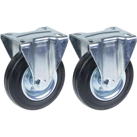 125 mm:n (5 tuuman) pyörän kumirengas, kiinteä, kantavuus 240 kg, 2 kpl:n sarja