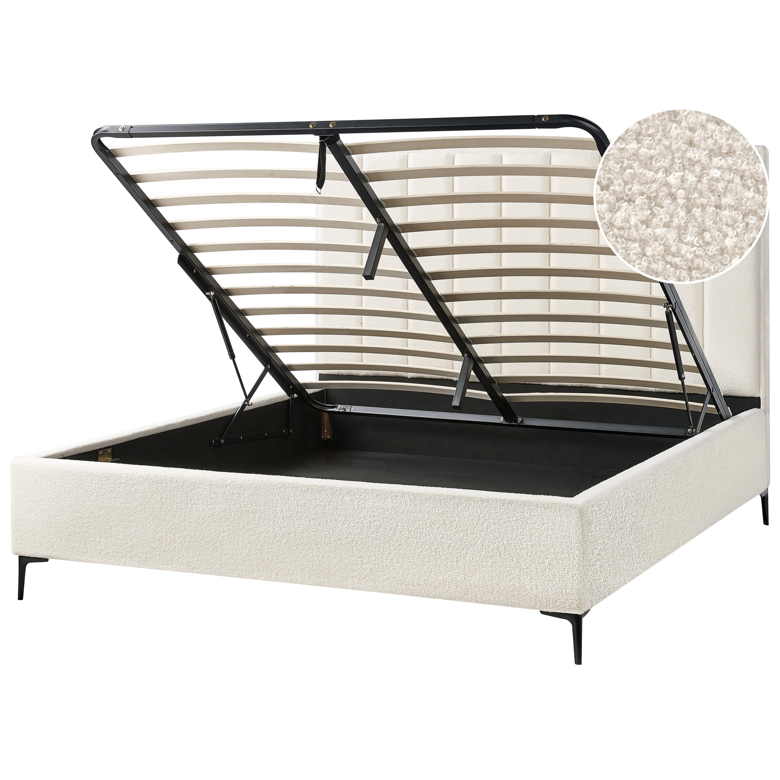 Sänky säilytystilalla buklee SEZANNE 180 x 200 cm Luonnonvalkoinen