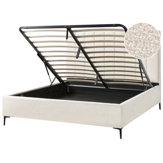 Sänky säilytystilalla buklee SEZANNE 180 x 200 cm Luonnonvalkoinen