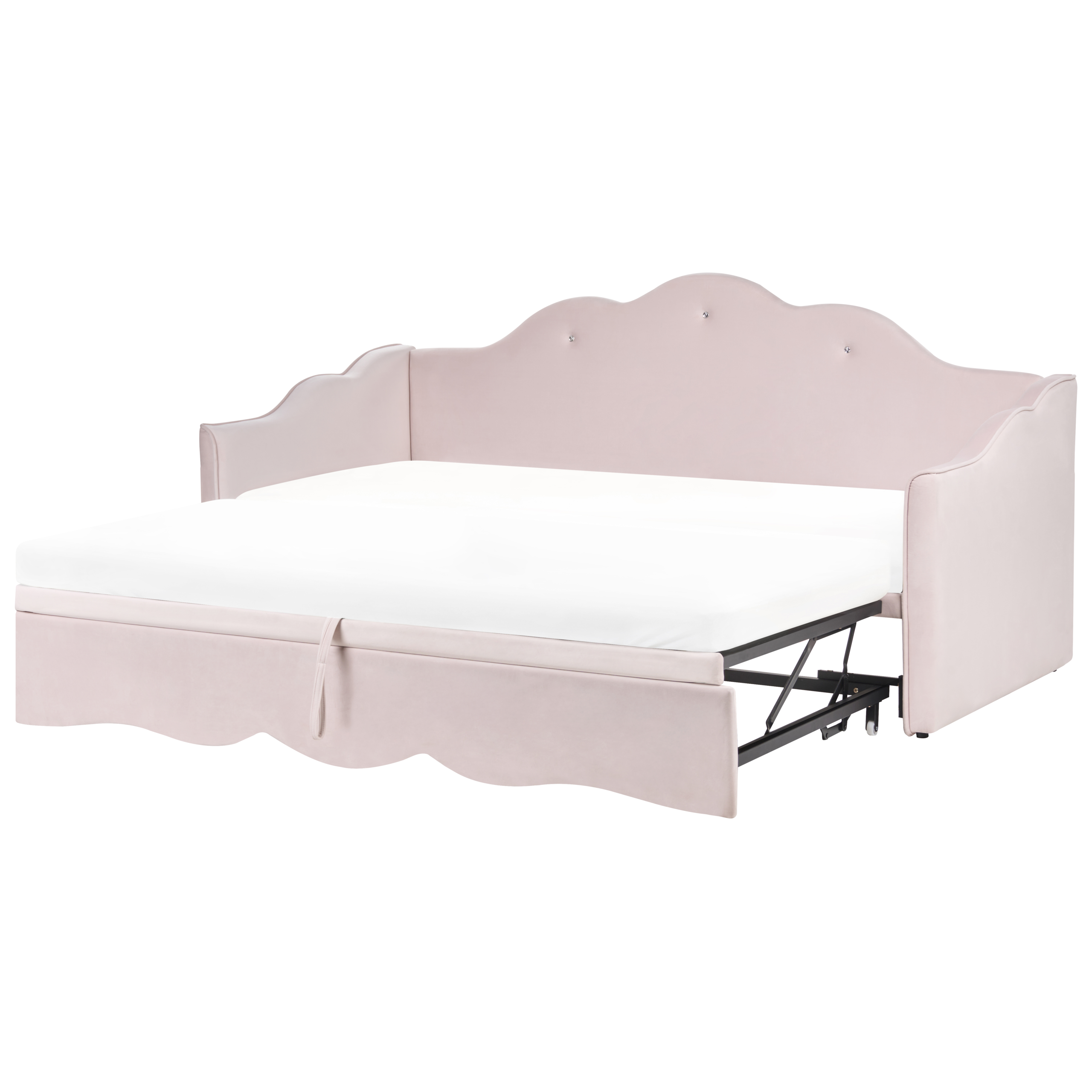 Sänky lisävuoteella Sametti LORETTE 90 x 200 cm Pastellipinkki