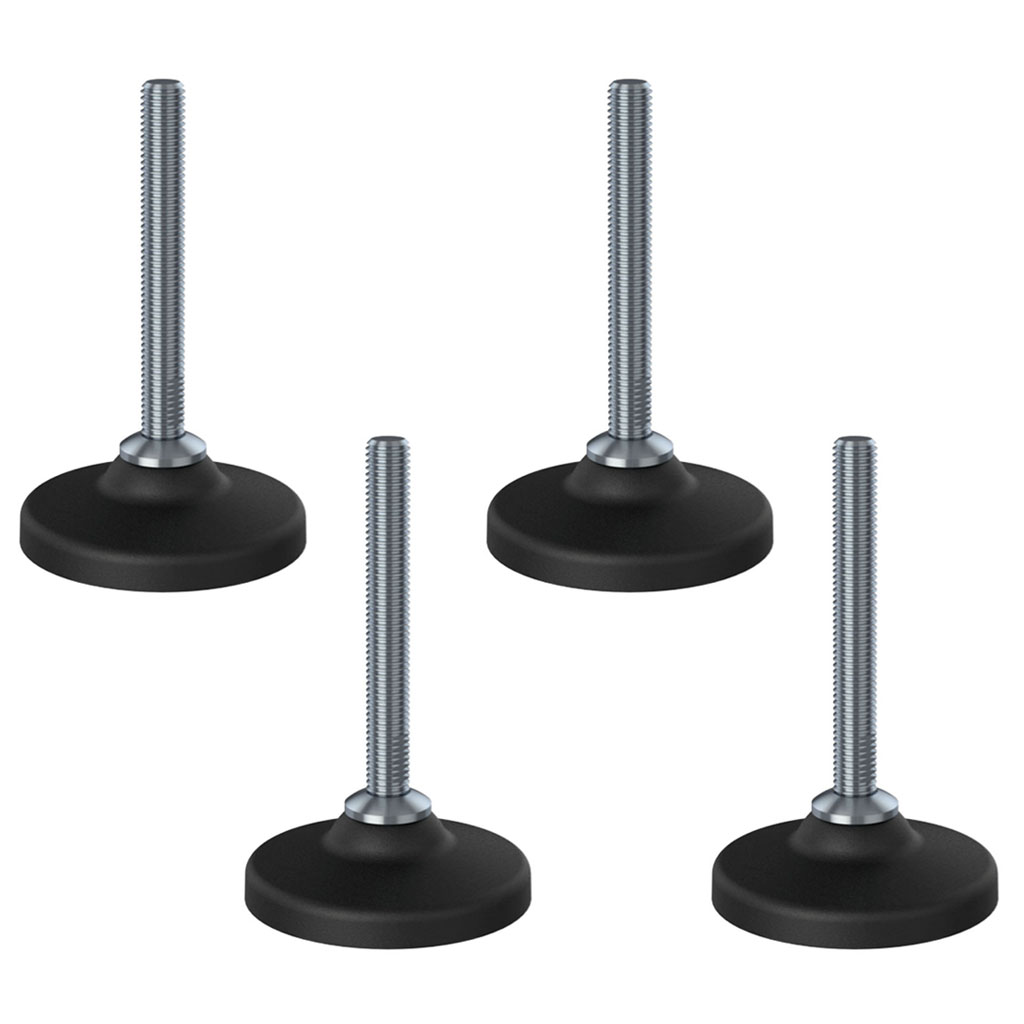 Ruostumaton tasoitusjalka M12x100 80mm muovijalalla 1000kg - 4 kpl:n sarja