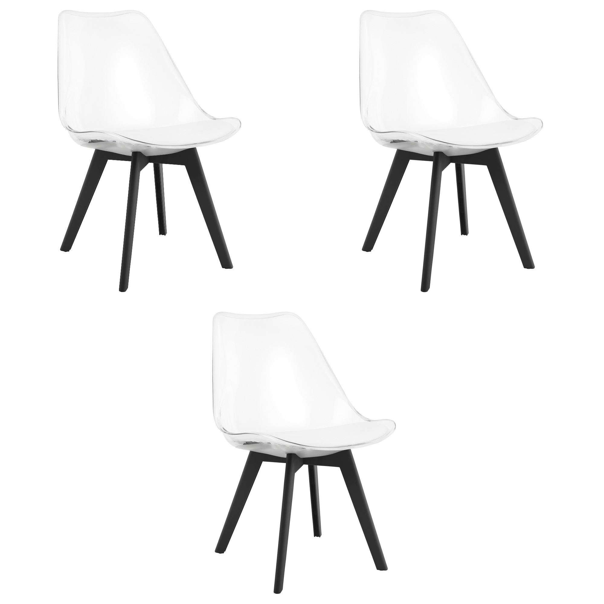 MARK-tuoli, läpinäkyvä, mustat jalat (3 kpl)