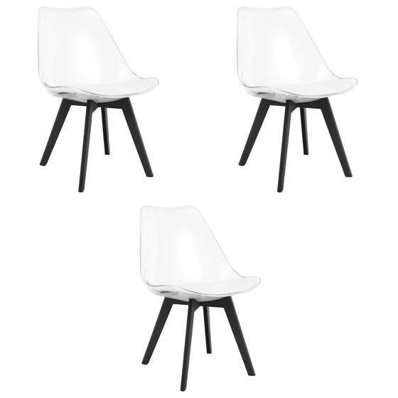 MARK-tuoli, läpinäkyvä, mustat jalat (3 kpl)