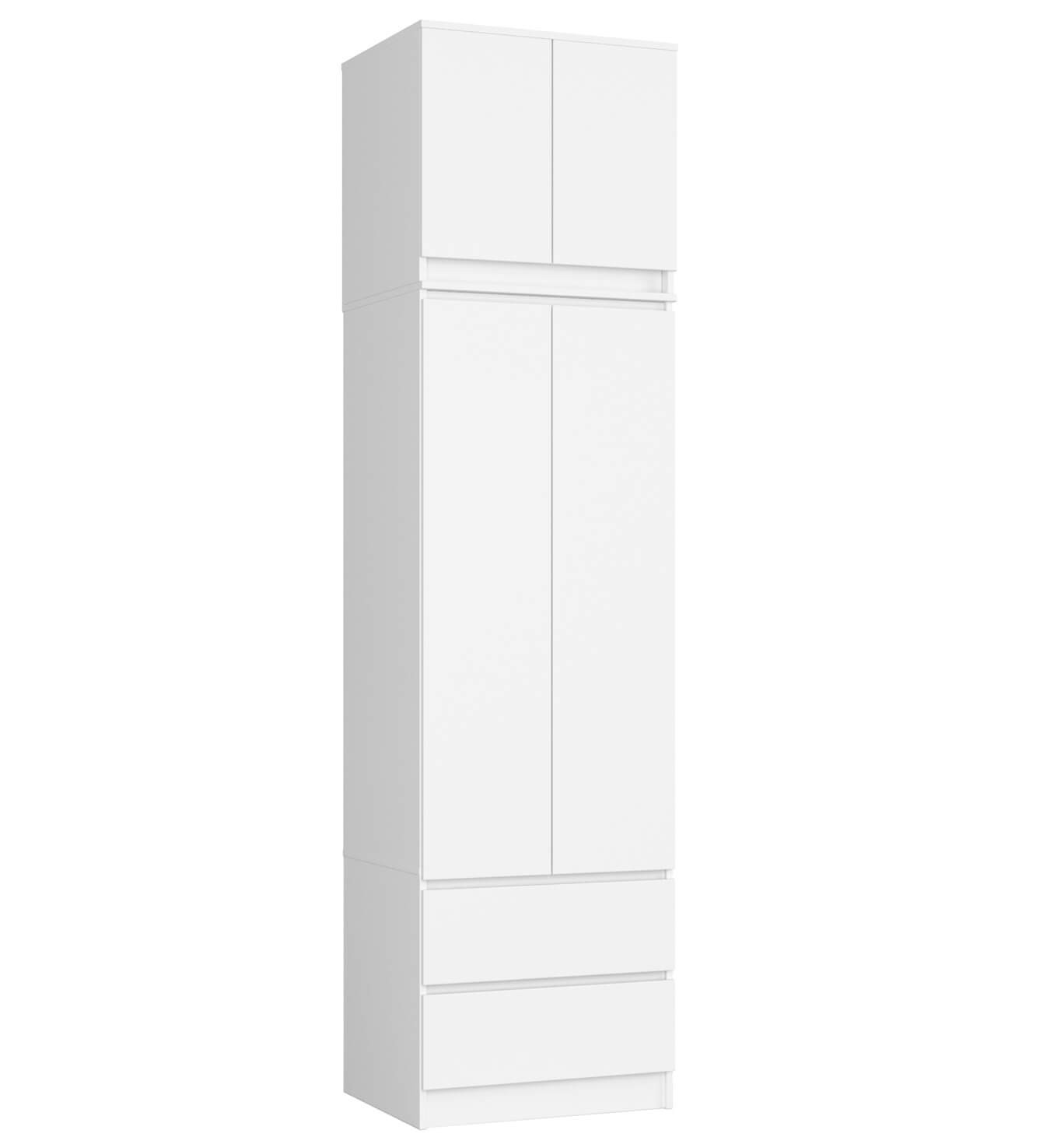 Akord Vaatekaappi yläosalla 2 ovea 2 laatikkoa Valkoinen 60x51x234