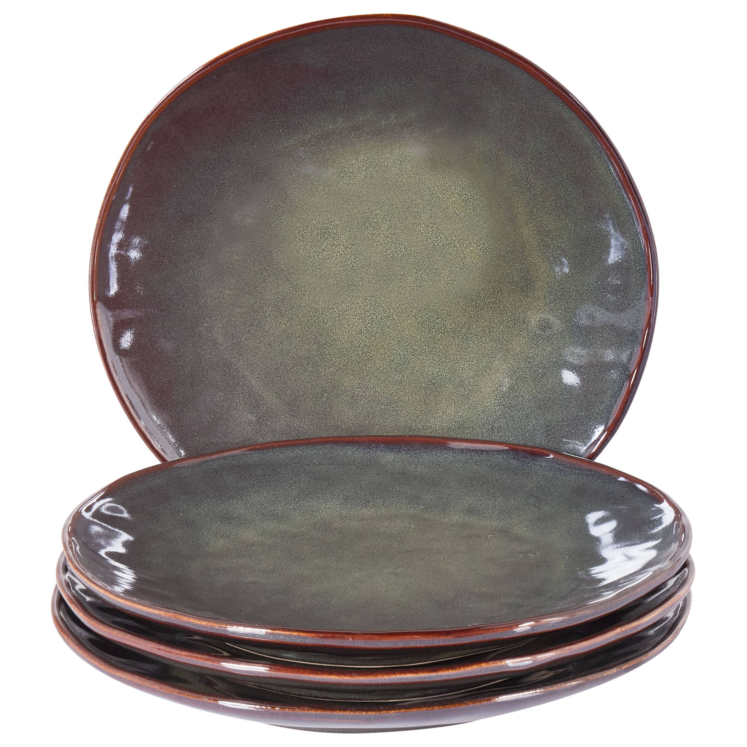 Ruokalautassetti 4 kpl THYME kivitavara Tummanvihreä