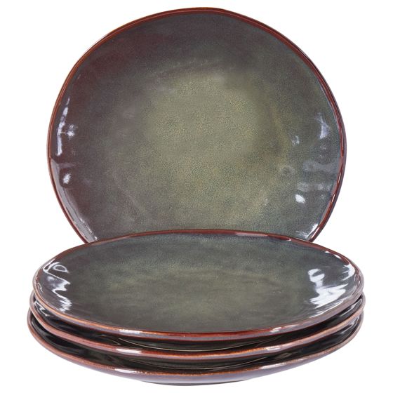 Ruokalautassetti 4 kpl THYME kivitavara Tummanvihreä