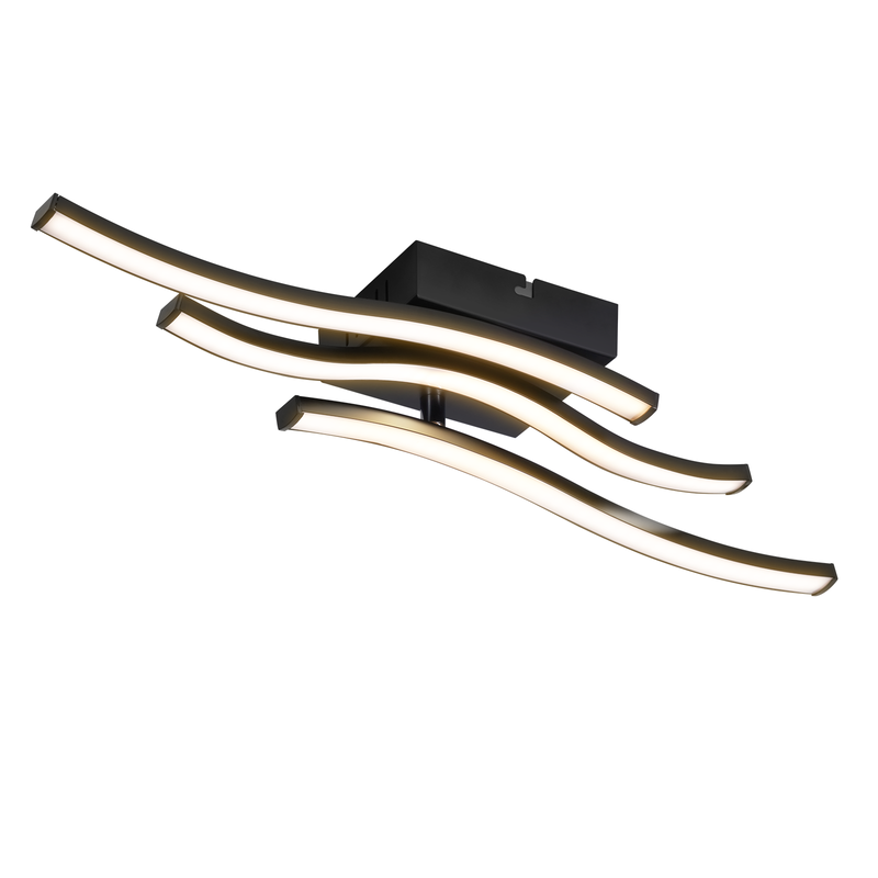 NETTLIFE LED kattovalaisin makuuhuoneeseen: Musta moderne kattolamppu 18 W, 3000 K, aaltokuvio, lämpimänvalkoinen keittiö-/eteisvalaisin olohuoneelle/keittiölle/eteiseen