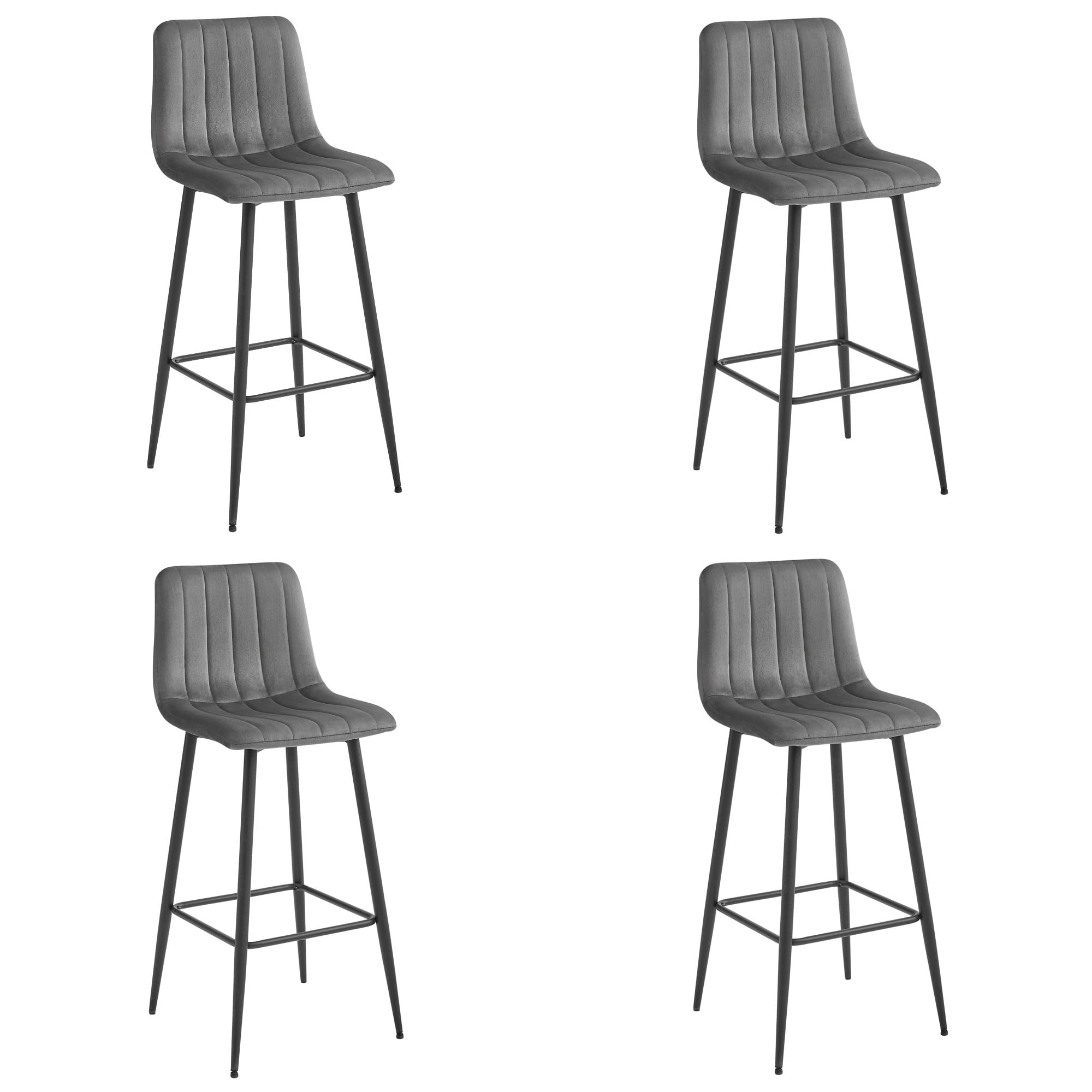 POZZA-baarijakkara, tummanharmaa sametti, mustat jalat (4 kpl)