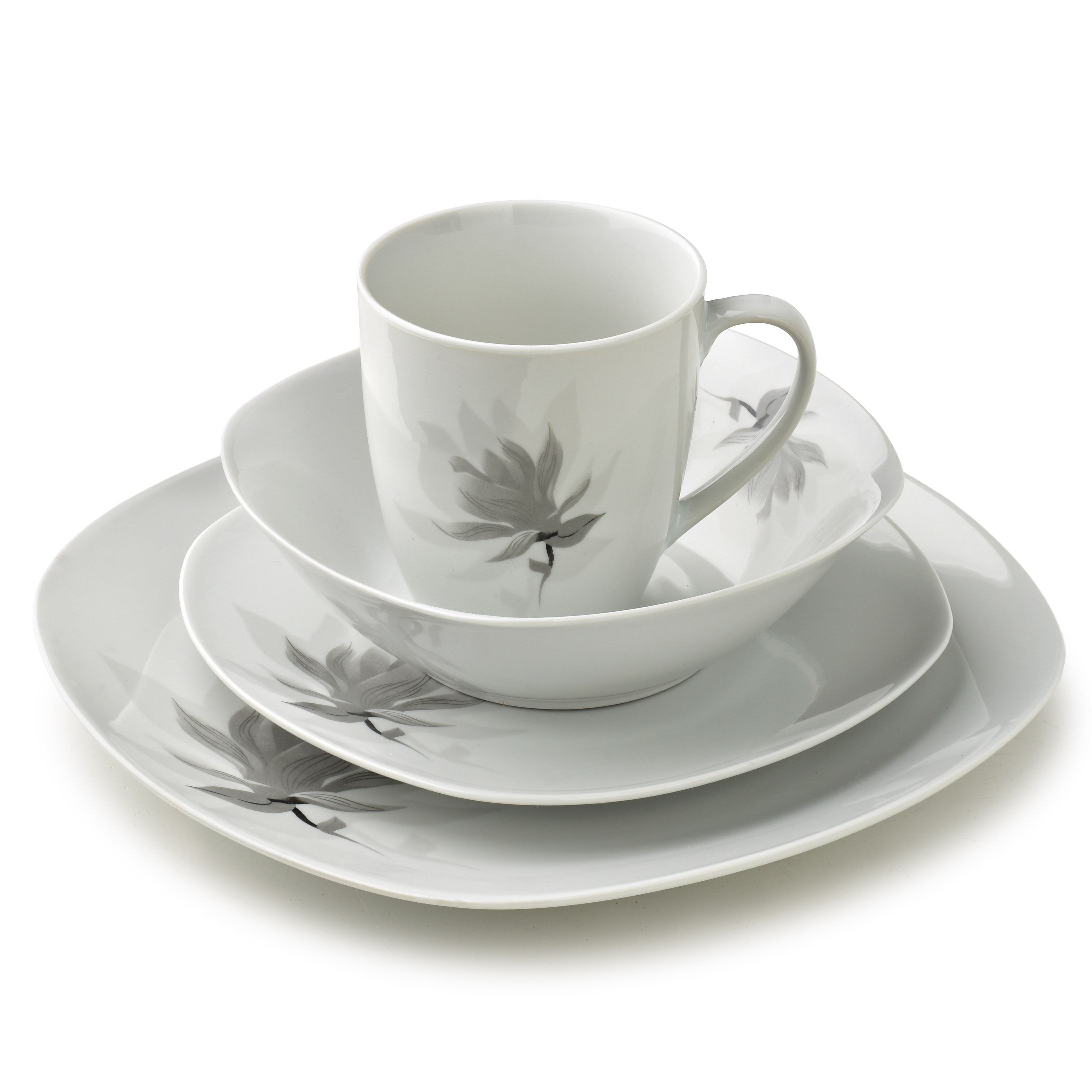 Ruokailuastiasto Prima AFFEKDESIGN Magnolia 25,5 cm harmaa 16 osaa