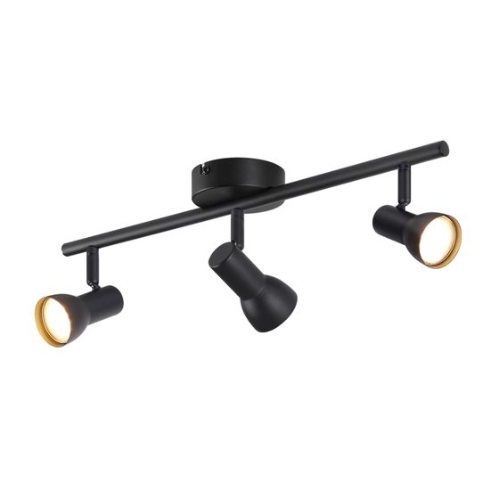 NETTLIFE 3- lamppuinen kattovalaisin, moderni muotoilu, musta, metalli, GU10- kanta