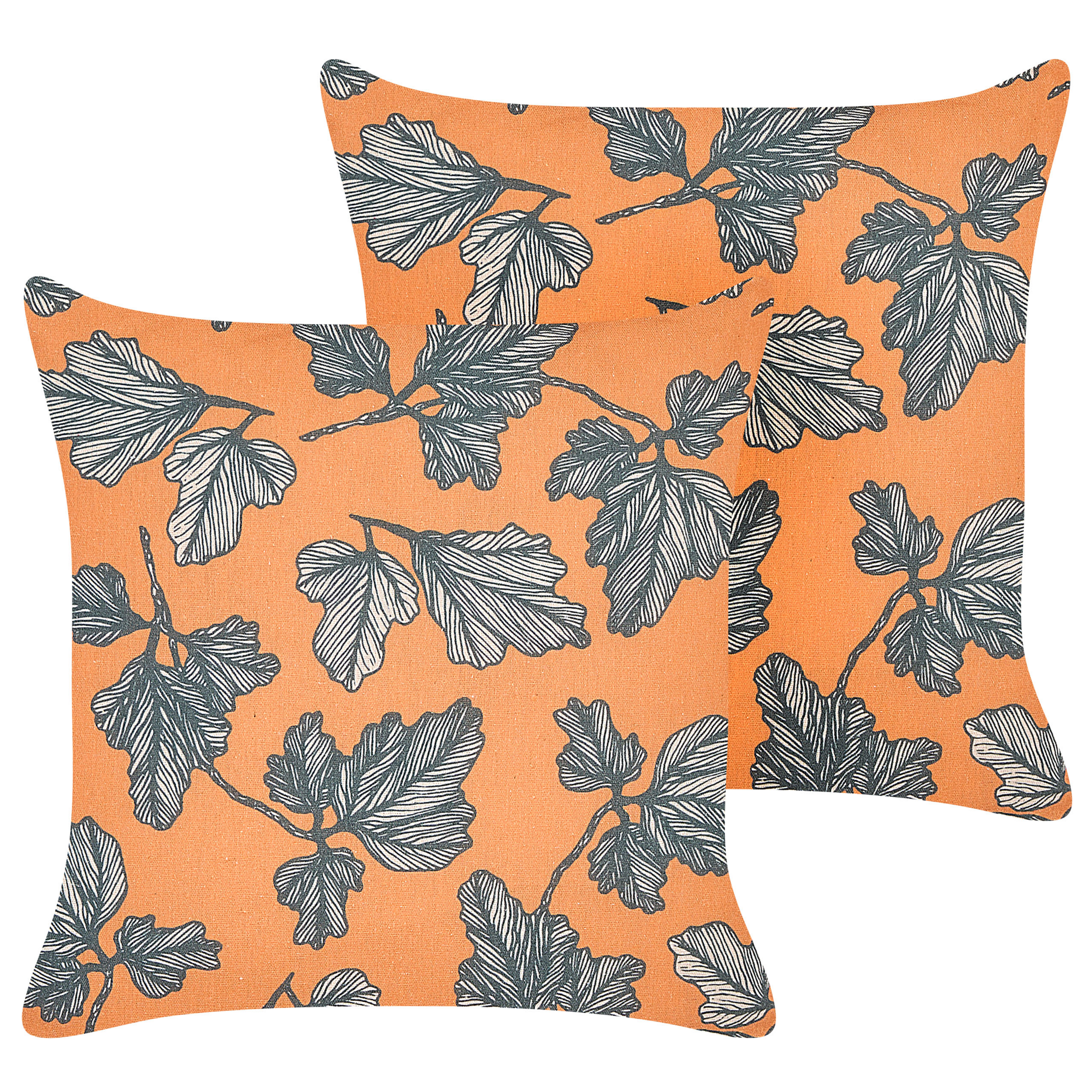 Koristetyynysetti 2 kpl SPIREA 45 x 45 cm Oranssi Musta Kasvikuvio