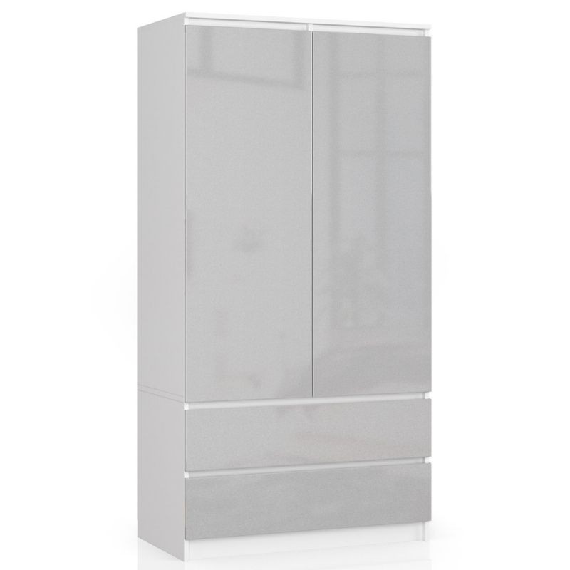 Akord Vaatekaappi Valkoinen/Metalli Kiiltävä 90x51x180