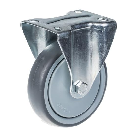 125 mm:n 5 tuuman pyörä, harmaa kumirengas, kiinteä, vahva, kantavuus 130 kg