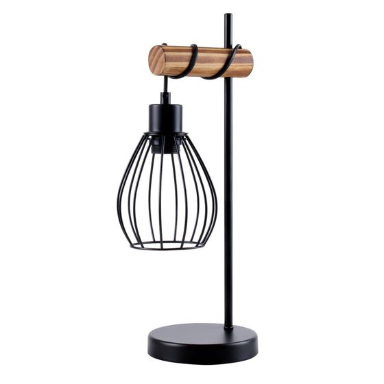 NETTLIFE Pöytävalaisin olohuoneeseen vintage-pöytävalaisin puu: musta yövalaisin 1 kevyt teollinen muotoilu metallinen E27-kanta ilman lamppua