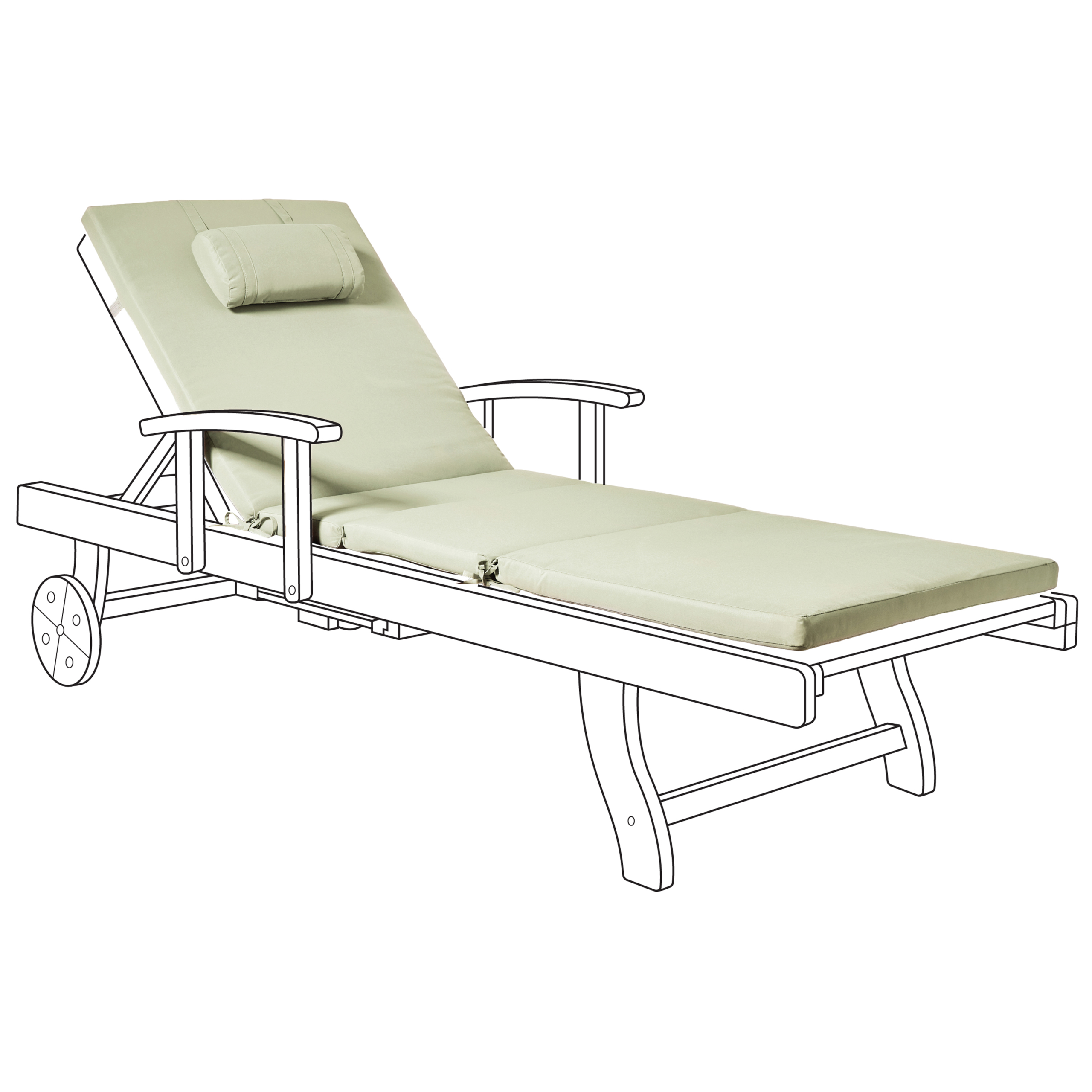 Aurinkotuolin pehmuste TOSCANA/JAVA/AMANTEA PREMIUM 189 x 58 cm Vihreä