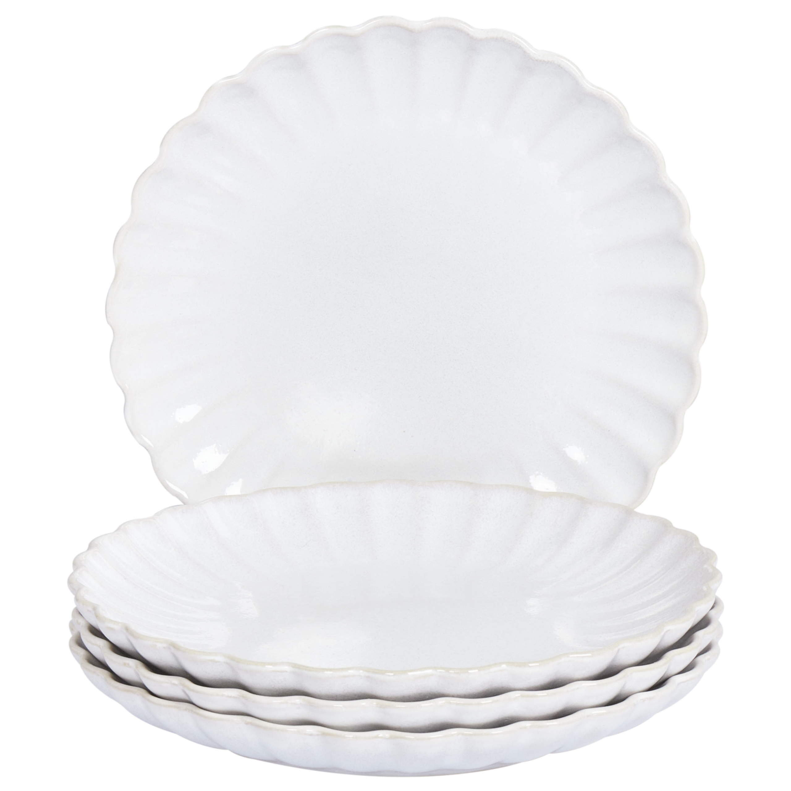 Sivulautassetti 4 kpl NETTLE kivitavara Valkoinen