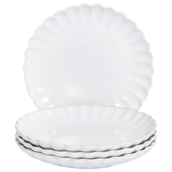 Sivulautassetti 4 kpl NETTLE kivitavara Valkoinen