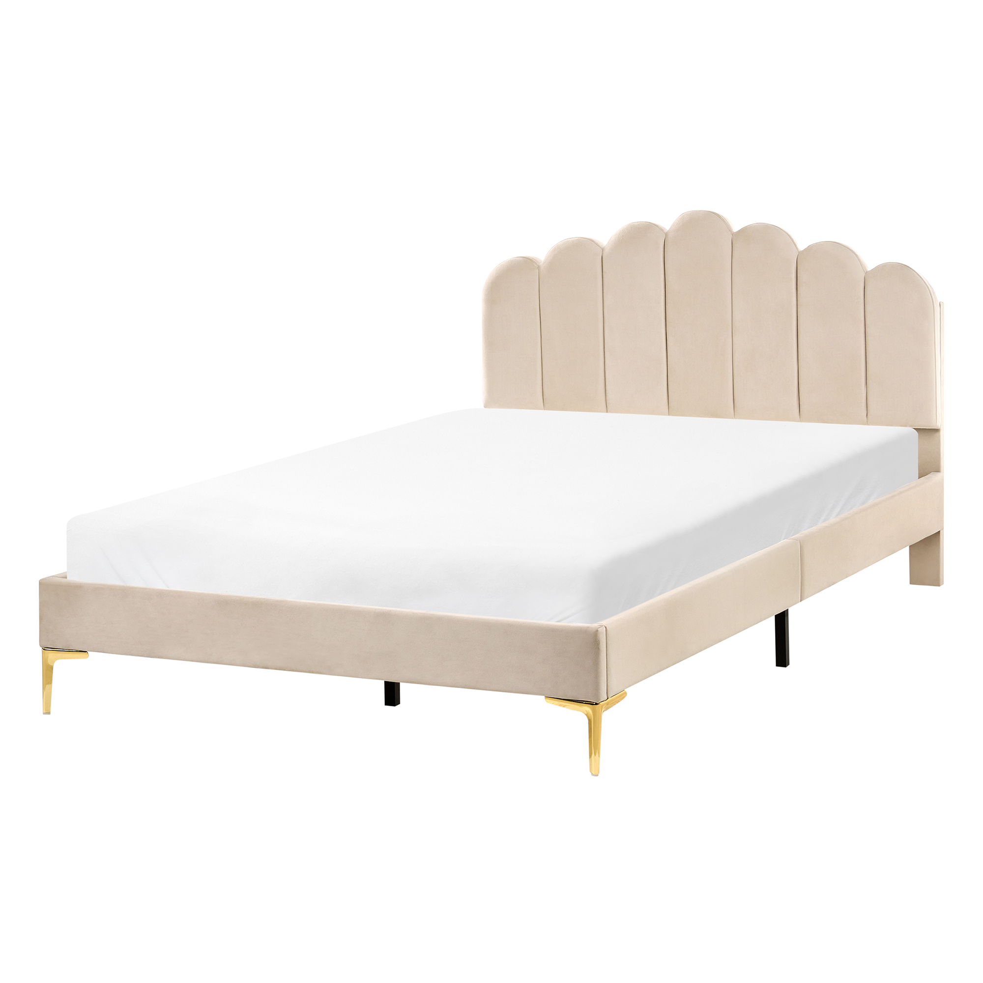 Sänky sametti SAUVIAN 140 x 200 cm Beige