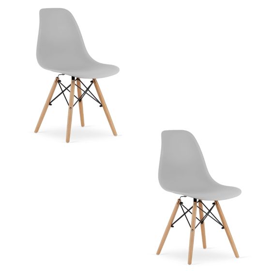 OSAKA-tuoli, harmaa, luonnonväriset jalat (2 kpl)
