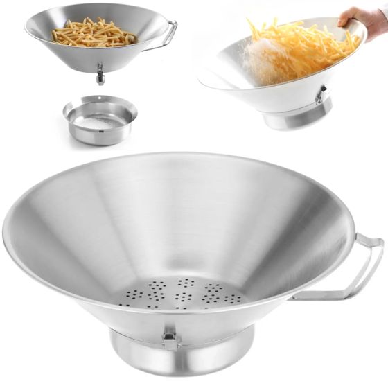 Ruostumattomasta teräksestä valmistettu siivilä ranskalaisten suolaamiseen - Hendi 630808