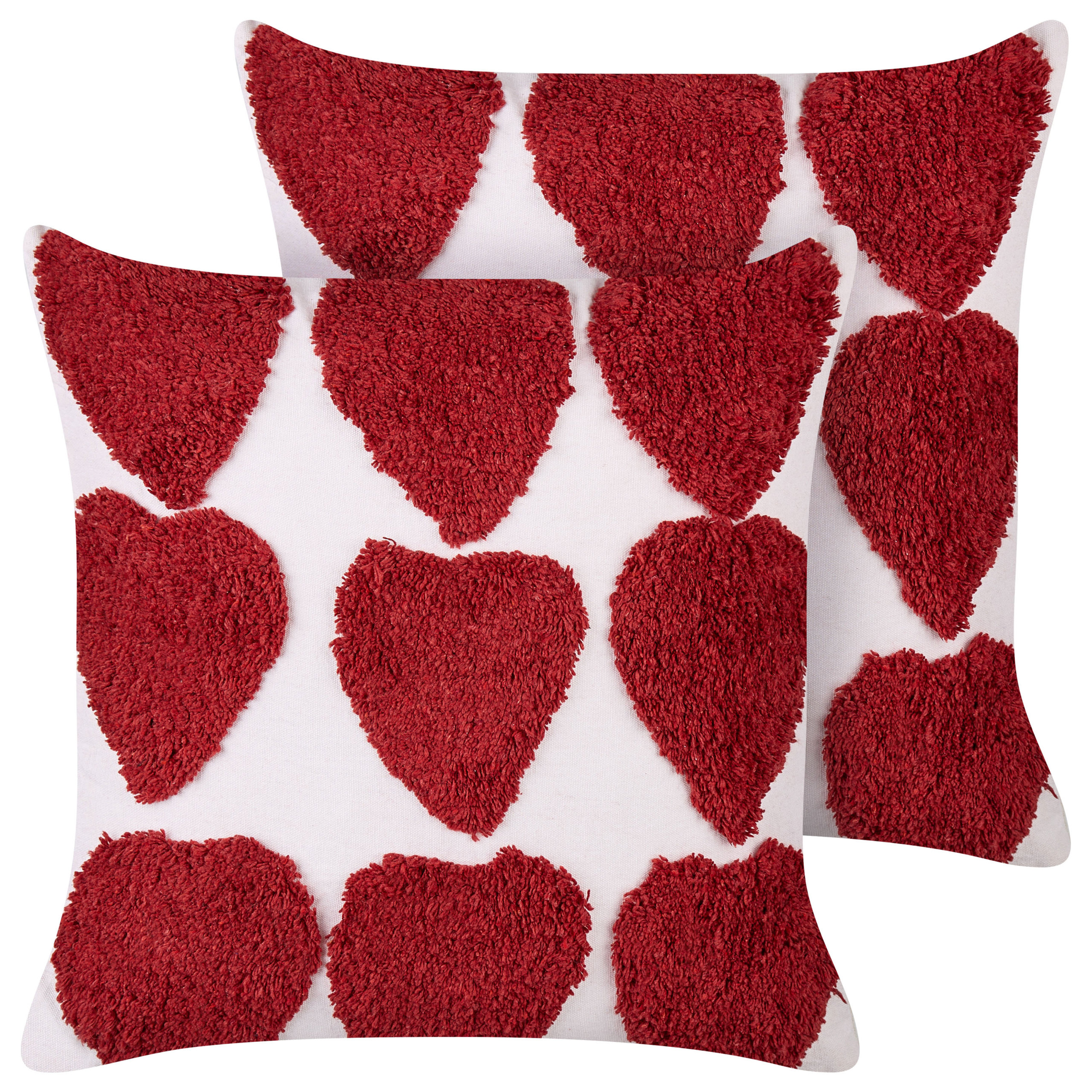 Koristetyynysetti 2 kpl MINGORA 45 x 45 cm Puuvilla Punainen Sydänkuvio