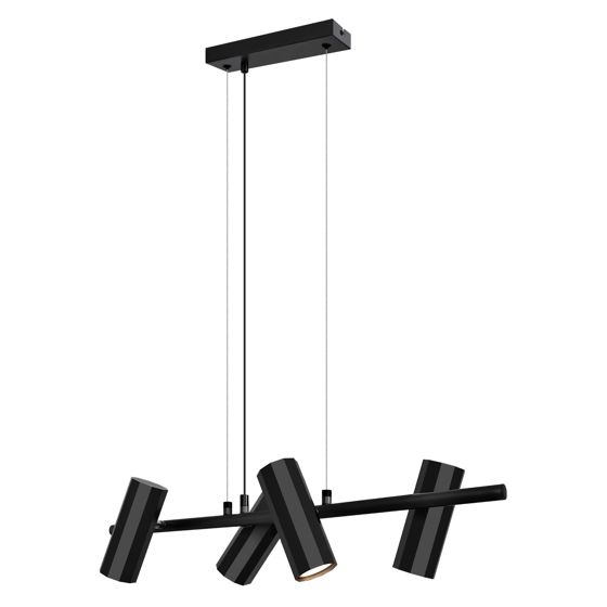 NETTLIFE Musta metallinen riippuvalaisin, halkaisija 66 cm, GU10, 4 liekkiä, moderni teollinen tyyli, olohuone, sisustus, keittiö, makuuhuone