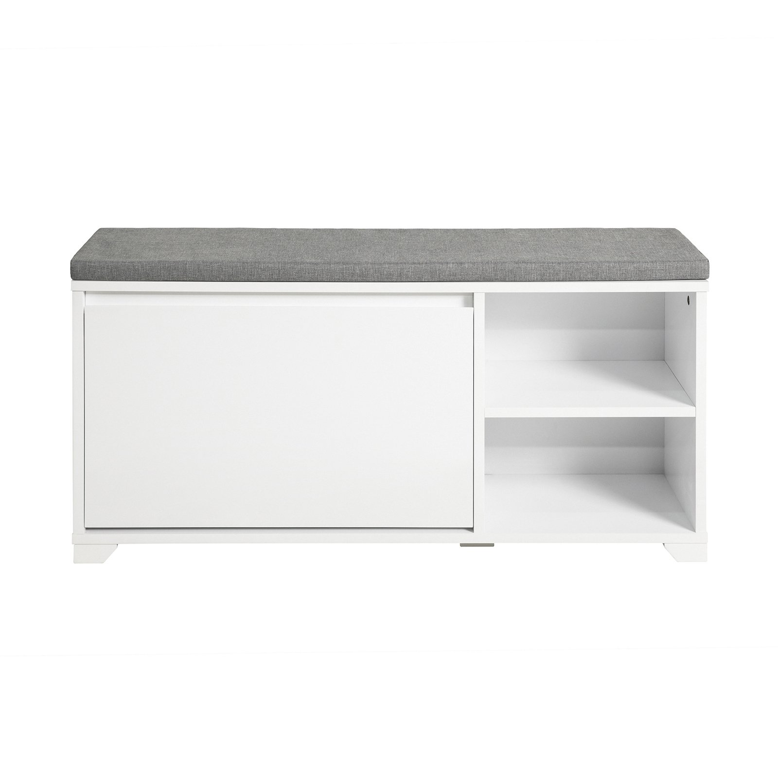 SoBuy Puukuitupenkki tyynyllä 2 lokeroa FSR119-W valkoinen