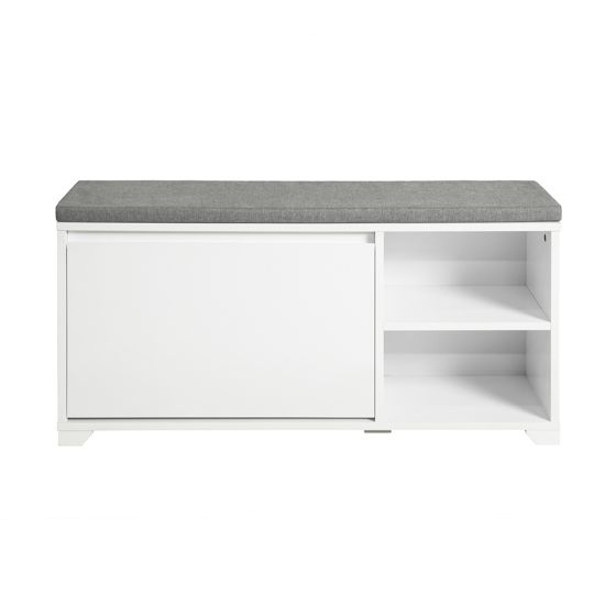 SoBuy Puukuitupenkki tyynyllä 2 lokeroa FSR119-W valkoinen