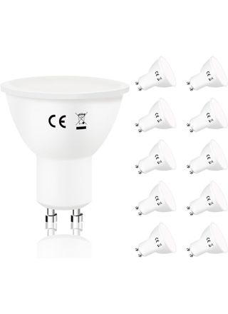 NETTLIFE 10 kpl GU10 LED - lamppuja, viileän valkoinen, 6 W, 5000 K, korvaa 60 W:n energiansäästölampun, 110°:n sädekulma, ei - himmennettävä pakkaus