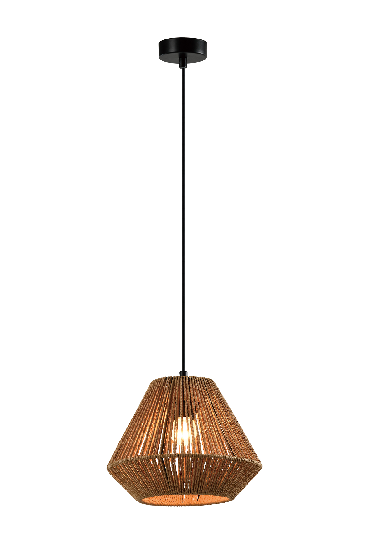 NETTLIFE Vintage - riippuvalaisin ruokapöydälle, 1- lamppuinen, hamppuköysikuvioinen lyhty, E27- ruokailuvalaisin