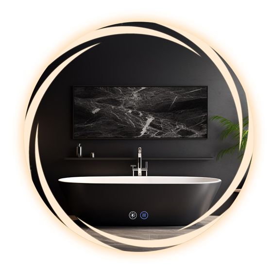 NETTLIFE Kylpyhuoneen peili valaistuksella, pyöreä LED - kylpyhuoneen peili, 60 cm IP44 pyöreä kylpyhuoneen peili kosketustoiminnolla