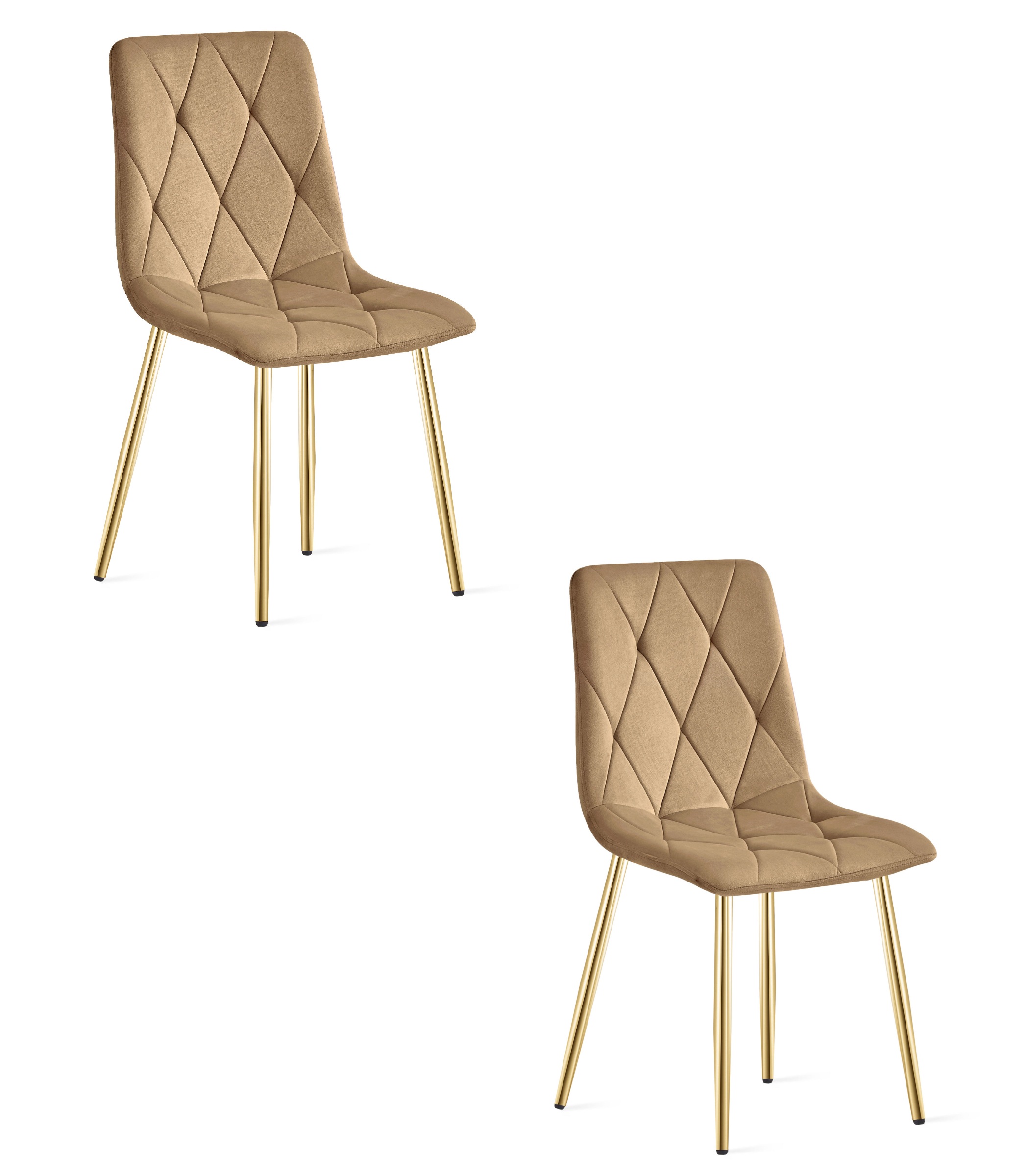 LIBRA-tuoli 2 kpl, ruskea sametti, kullanväriset jalat