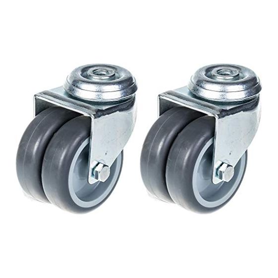 75mm 3" kaksoispyöräinen harmaa kumipyörä, kääntyvä 200kg kapasiteetti, 2 kpl:n sarja