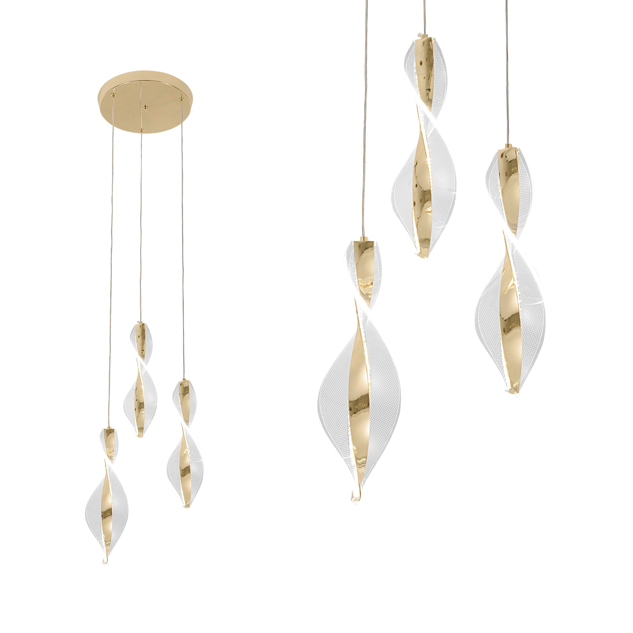 TOOLIGHT riippuva kattovalaisin LED G028-3CPR kulta, 113,5x25,5x30cm