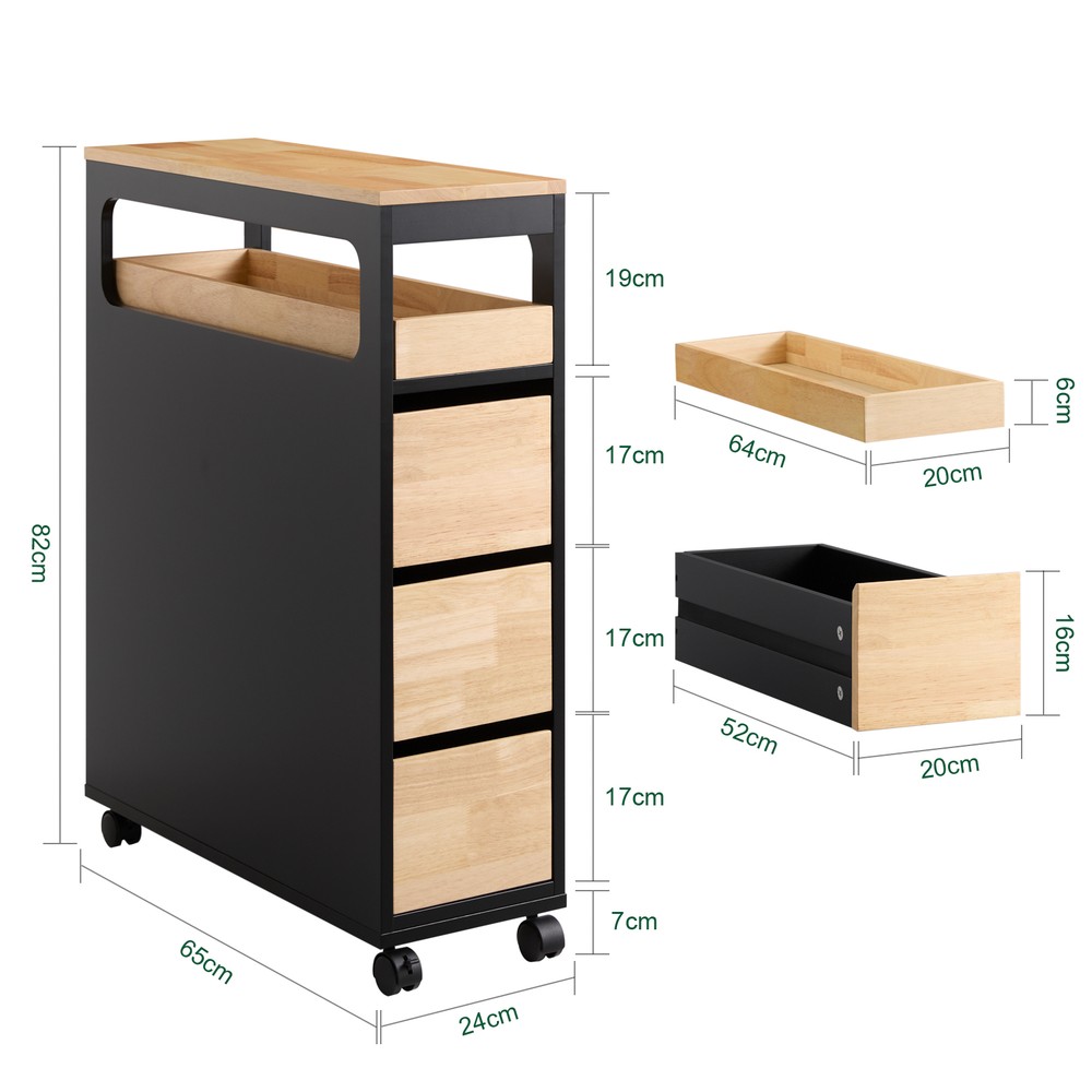 SoBuy WC-kaappi 3-laatikkoinen BZR54-SCH luonnonvärinen