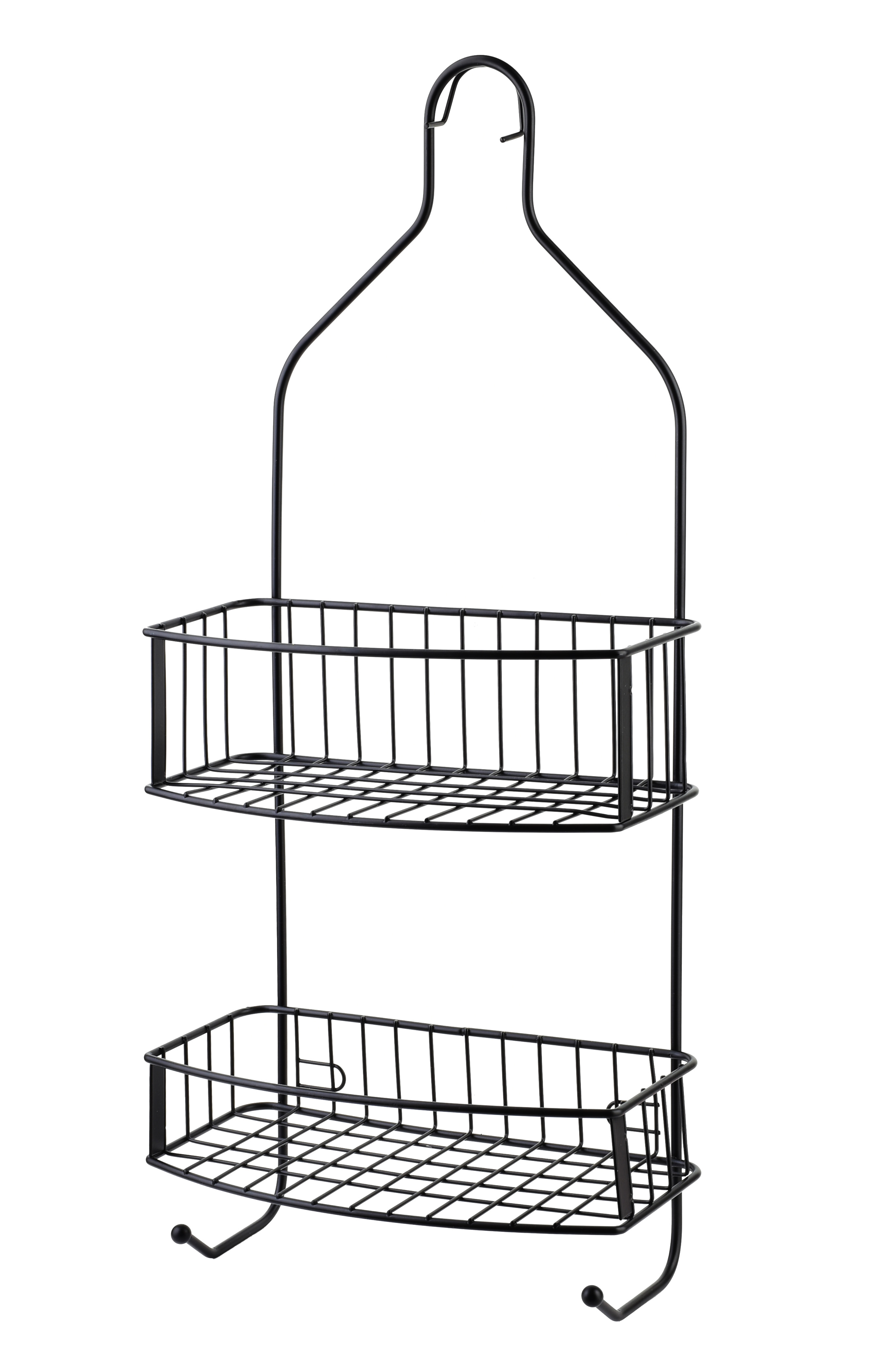 Kylpyhuonehylly metalli CARL BLACK 15x11,5x56 cm musta 2 hyllyä