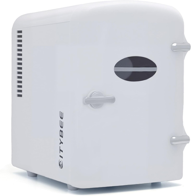 NETTLIFE Minijääkaappi 4L Pieni jääkaappi 12V 230V Ihanteellinen autoon, makuuhuoneeseen, leirintäalueelle, toimistoon ja matkoille (valkoinen)