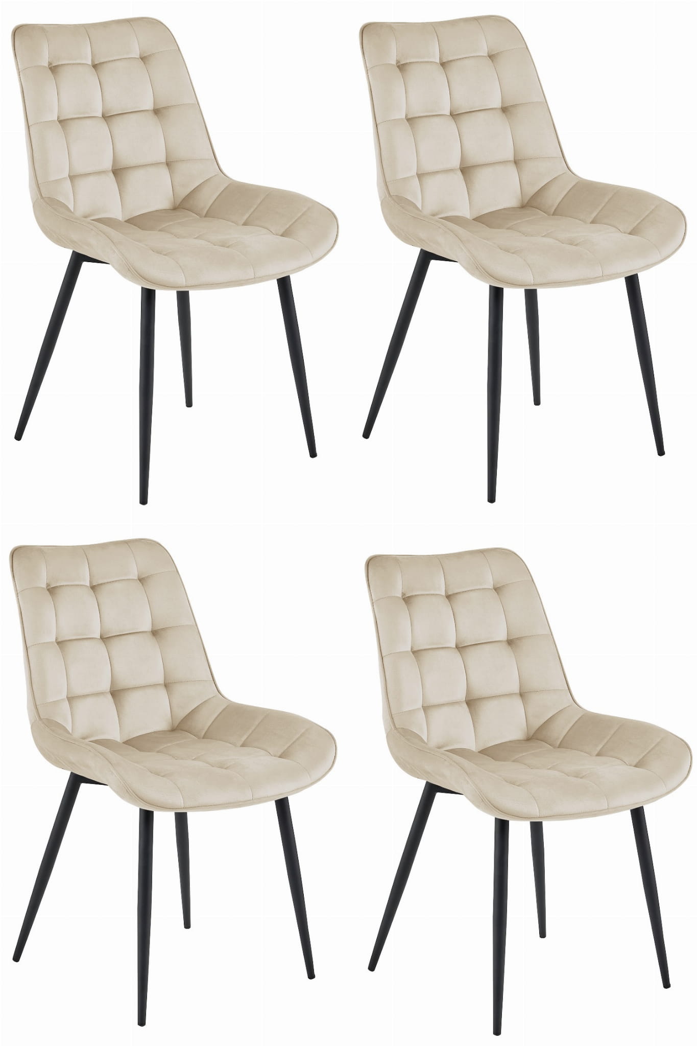 BERA-tuoli, beige sametti, mustat jalat (4 kpl)